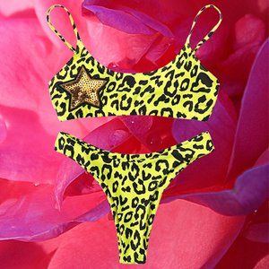 Miami 2 pieces Bathing Suit Sequins Animal Print